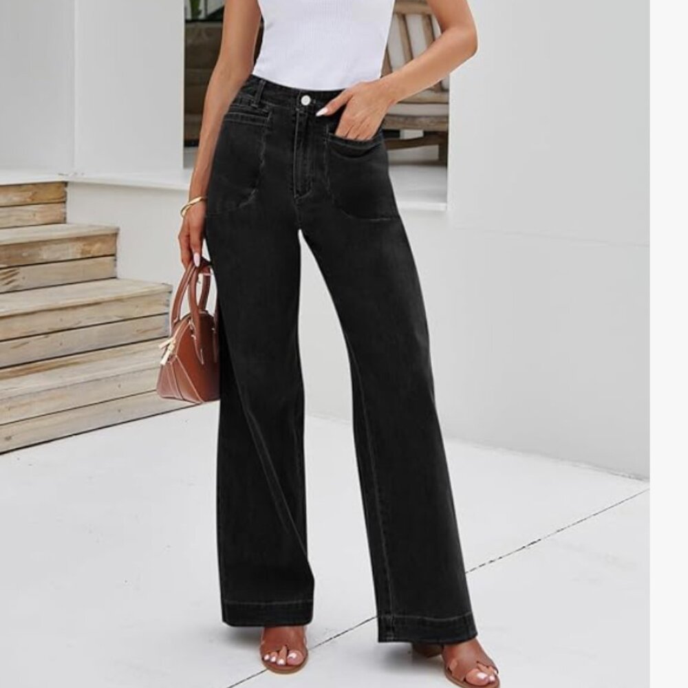 NWT Cicy Bell Womens Wide Leg Jeans High Waisted Stretchy Baggy Loose Denim
